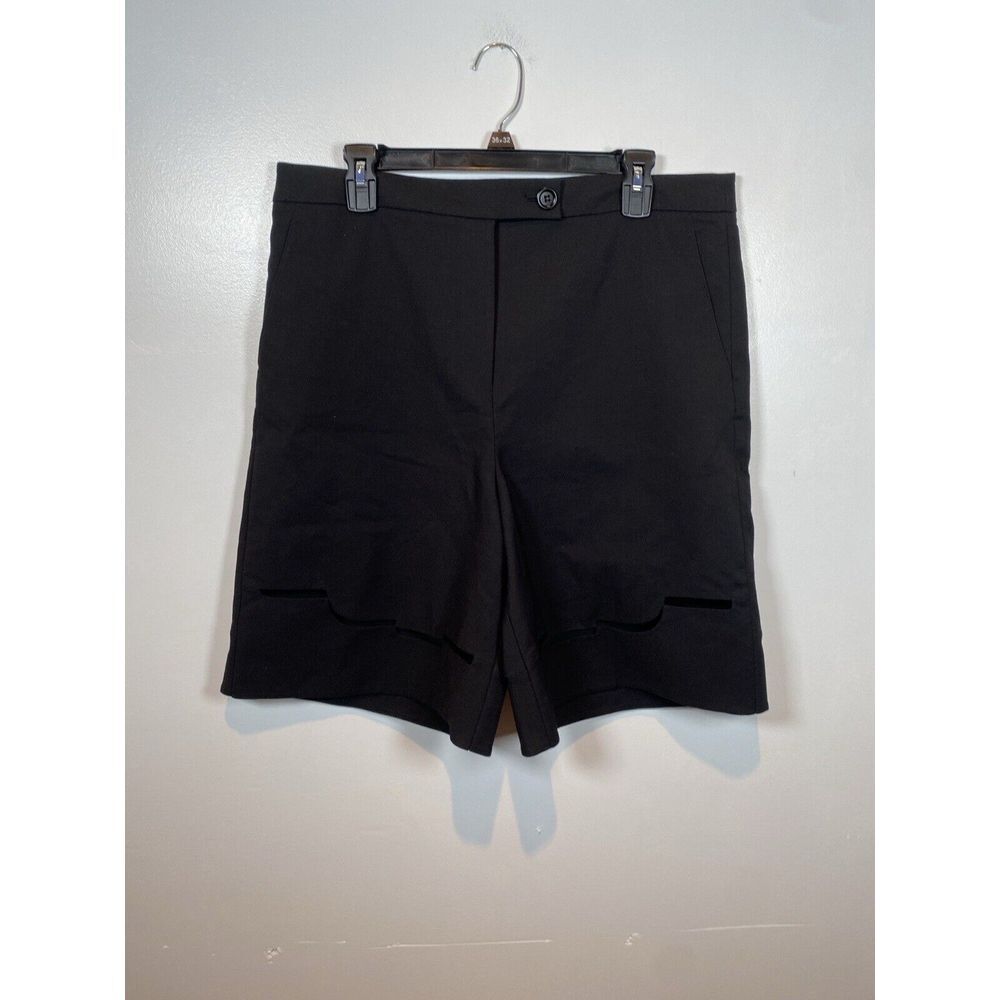 Tibi Long Wool Shorts Black Bermudas Mid Rise Size 2